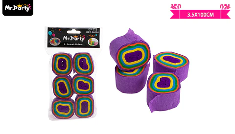 Festón fino de fiesta decorativo morado/multicolor 3.5cm*10m 6pcs
