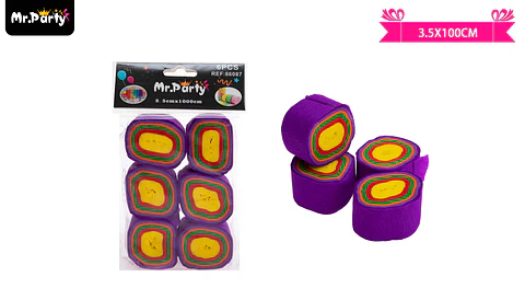 Festón fino de fiesta decorativo morado/multicolor 3.5cm*10m 6pcs