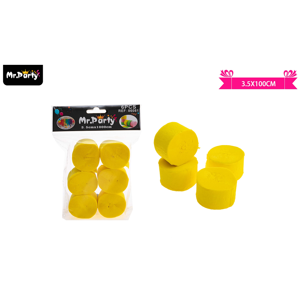 Festón de fiesta decorativo amarillo 3.5cm*10m 6pcs