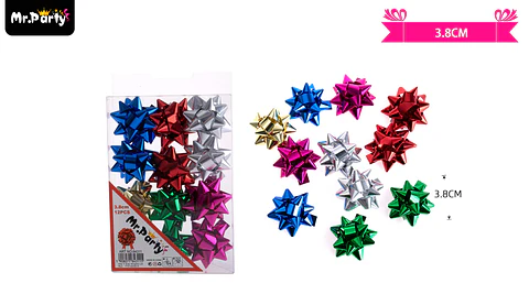 Lazos estrella para regalo colores surtidos 3.8cm 12pcs