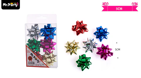 Lazos estrella para regalo colores surtidos 5cm 6pcs