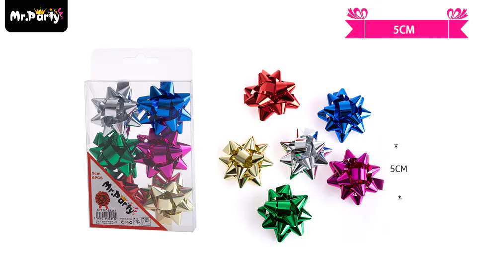 Lazos estrella para regalo colores surtidos 5cm 6pcs 2