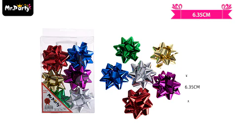 Lazos estrella para regalo colores surtidos 6.3cm 6pcs