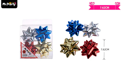 Lazos estrella para regalo colores surtidos 7.6cm 4pcs