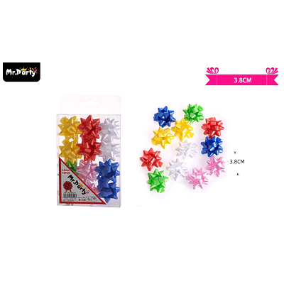 Lazos estrella para regalo colores surtidos 3.8cm 12pcs