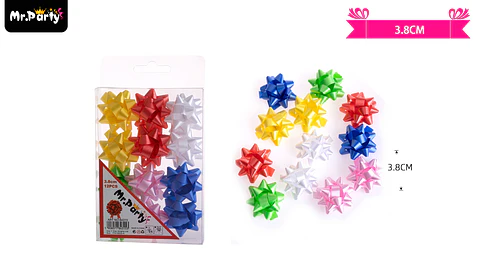 Lazos estrella para regalo colores surtidos 3.8cm 12pcs