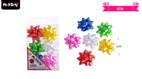 Lazos estrella para regalo colores surtidos 5cm 6pcs