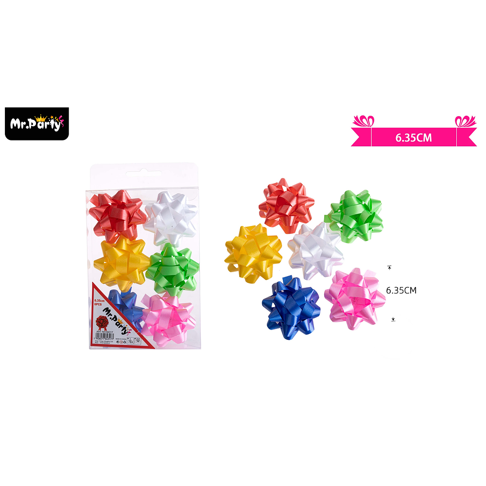 Lazos estrella para regalo colores surtidos 6.3cm 6pcs