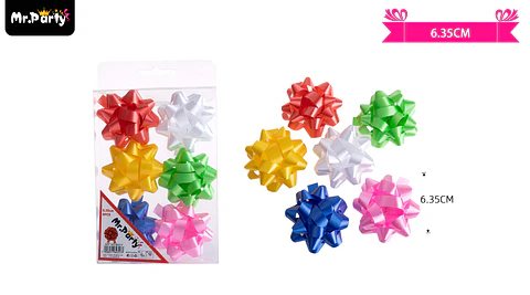 Lazos estrella para regalo colores surtidos 6.3cm 6pcs