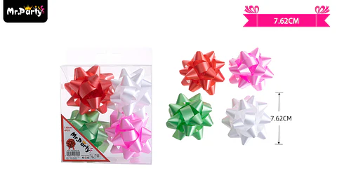 Lazos estrella para regalo colores surtidos 7.6cm 4pcs