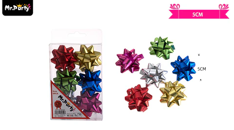 Lazos estrella para regalo colores surtidos 5cm 6pcs