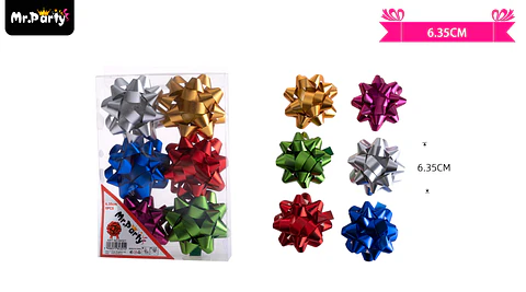 Lazos estrella para regalo colores surtidos 6.3cm 6pcs