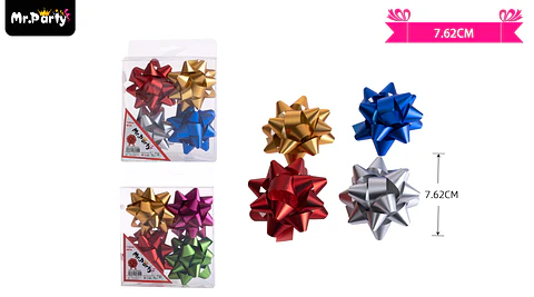 Lazos estrella para regalo colores surtidos 7.6cm 4pcs