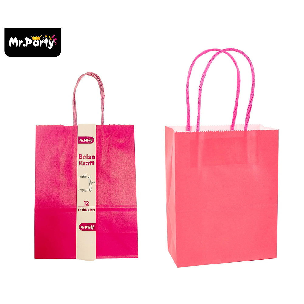 Bolsa de papel kraft pequeña fuscia 15*21*8cm 12pcs