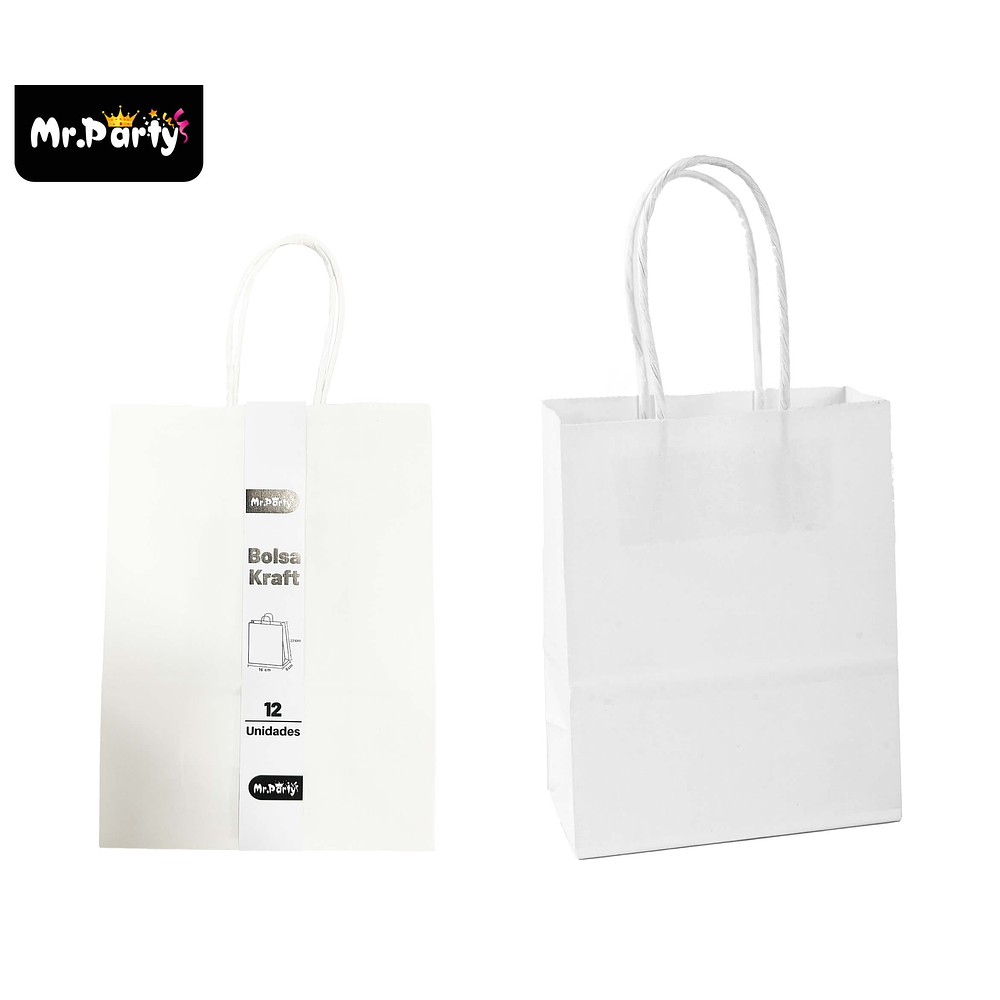 Bolsa de papel kraft grande blanco 26*33*12cm 12pcs