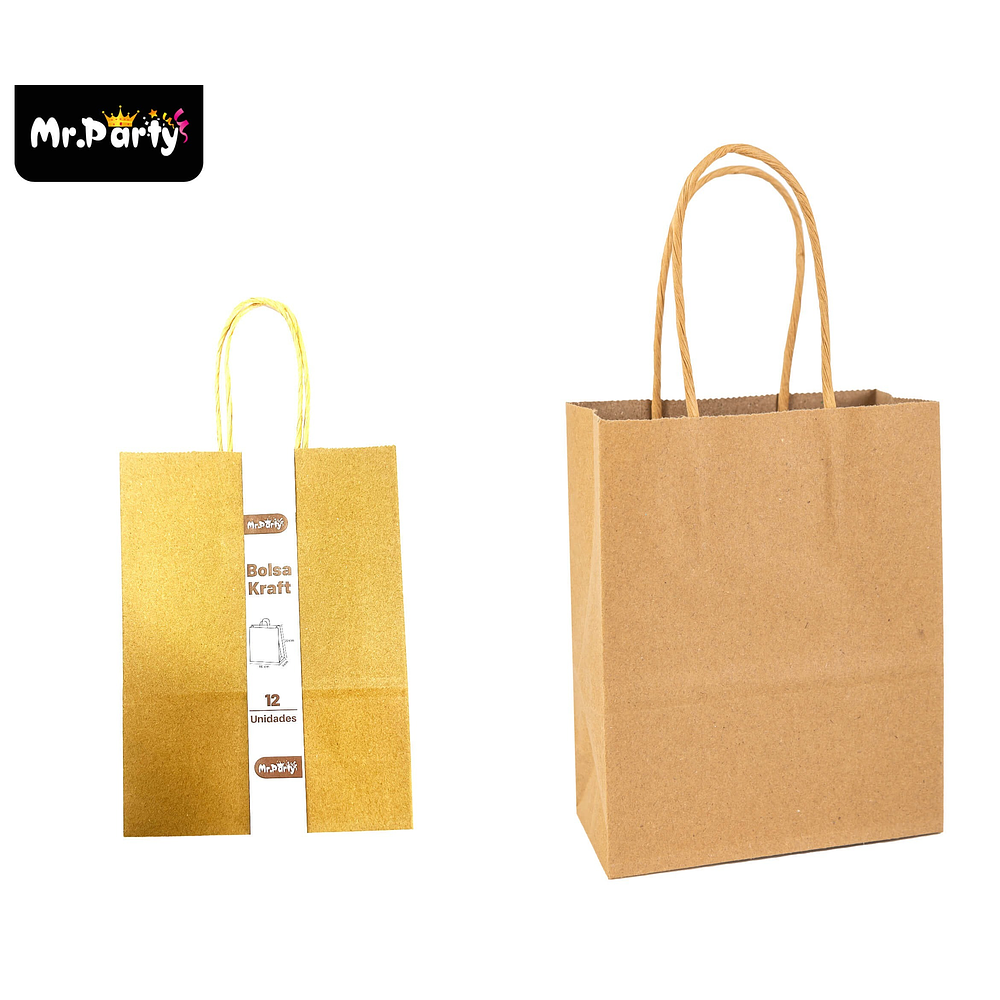 Bolsa de papel kraft grande color natural 26*33*12cm 12pcs