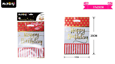 Bolsas metalizadas feliz cumpleaños 17*25cm 10pcs