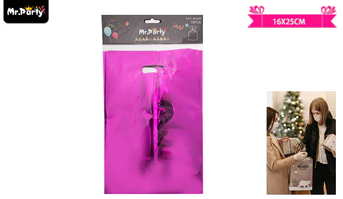 Bolsas metalizadas rosa 16*25cm 10pcs