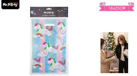 Bolsas de dulces unicornio 16*25cm 10pcs