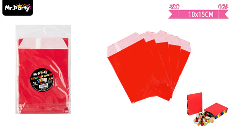 Bolsa de papel para dulces rojo 10*15cm 30pcs