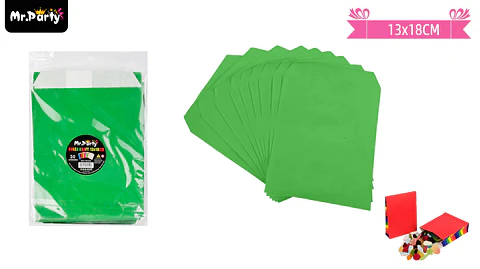Bolsa de papel para dulces verde 13*18cm 30pcs