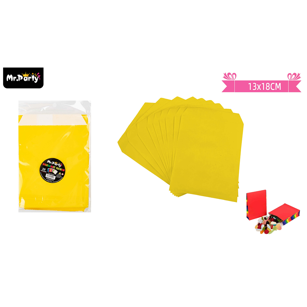 Bolsa de papel para dulces amarillo 13*18cm 30pcs