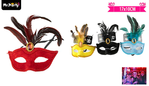 Antifaz con plumas 17*10cm color aleatorio