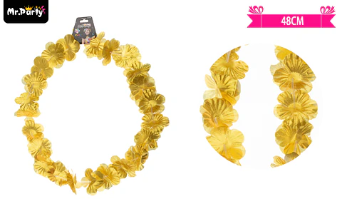 Collar cotillón hawaiano dorado 48cm