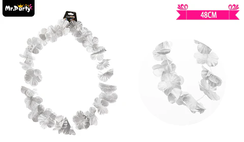 Collar cotillón hawaiano plateado 48cm