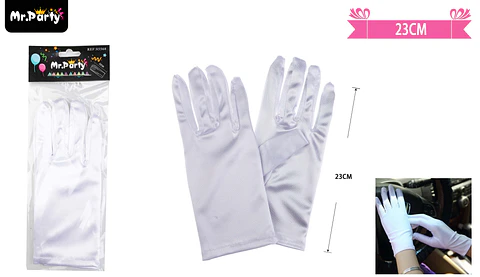 Guantes cortos blanco de cotillón adulto 23cm