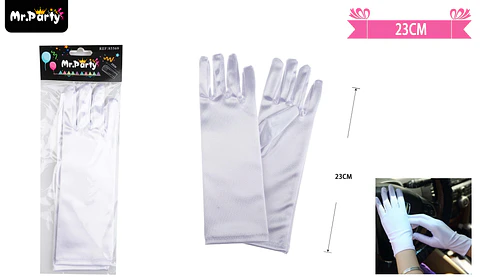 Guantes cortos blanco de cotillón niño 23cm
