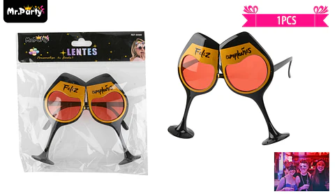 Lentes cotillón feliz cumpleaños de copas 1pcs