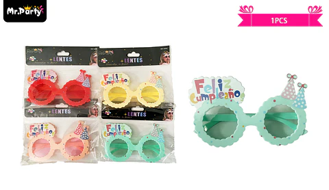 Lentes cotillón feliz cumpleaños color aleatorio 1pcs