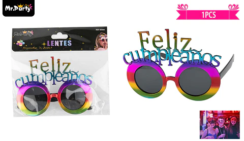 Lentes cotillón feliz cumpleaños multicolor 1pcs