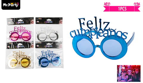 Lentes cotillón feliz cumpleaños color aleatorio 1pcs