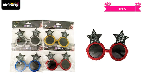 Lentes cotillón feliz cumpleaños con estrella color aleatorio 1pcs