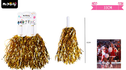 Pompones porrista dorado 2pcs 33cm