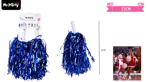 Pompones porrista azul 2pcs 33cm