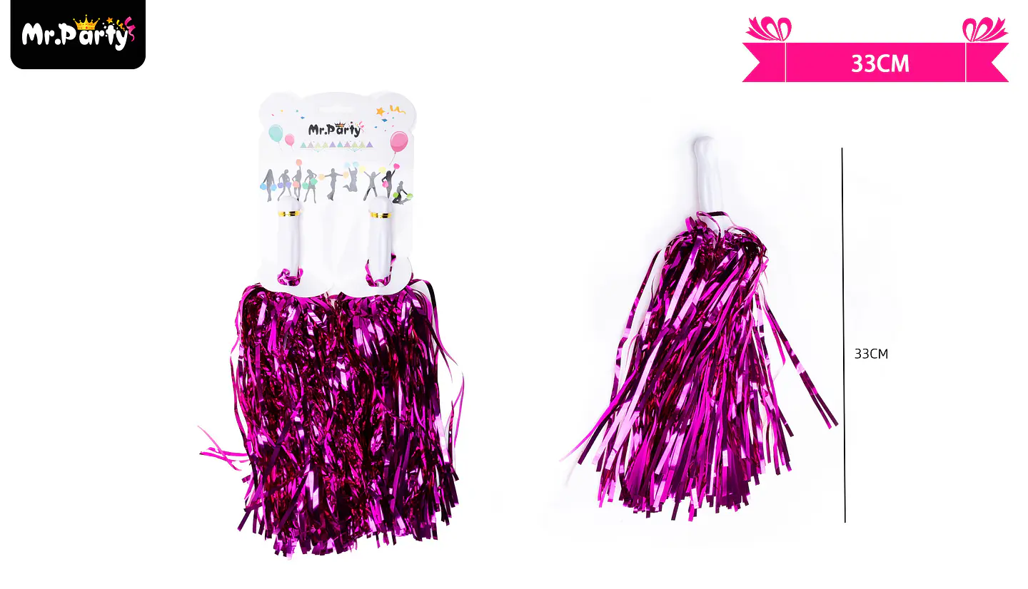 Pompones porrista fucsia 2pcs 33cm 2