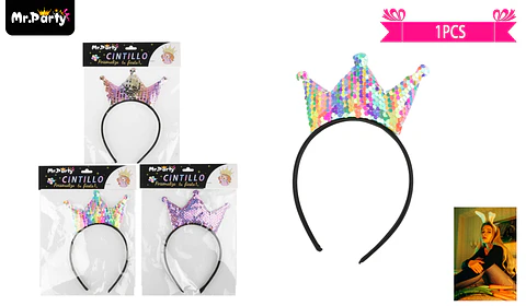 Cintillo de corona con lentejuelas color aleatorio