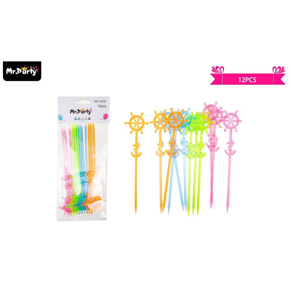 Palillos de frutas desechables multicolor 17cm 12pcs