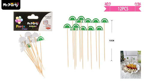 Brochetas para frutas con diseño limas 13cm 12 pcs