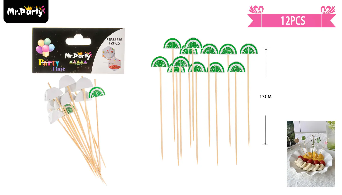 Brochetas para frutas con diseño limas 13cm 12 pcs 1