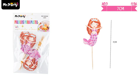 Palillos decorativa de sirenas 7cm 12pcs