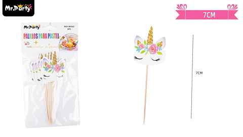 Palillos decorativa de unicornio 7cm 6pcs