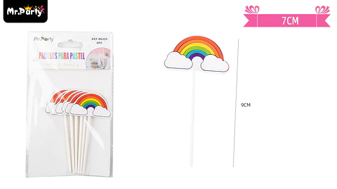 Palillos decorativa de arcoíris 6pcs