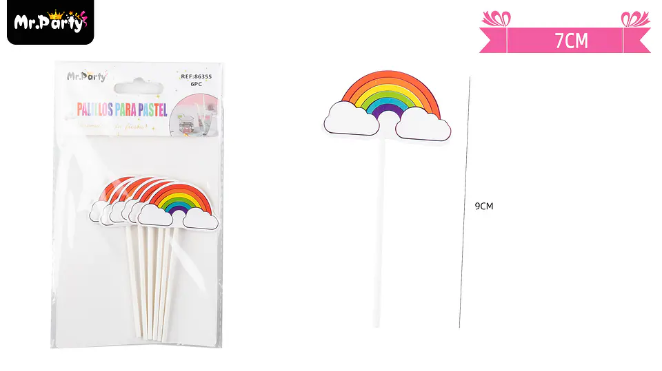 Palillos decorativa de arcoíris 6pcs 1