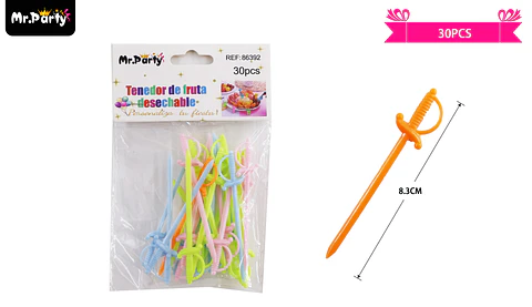 Tenedores de frutas con diseño de espada 8.3cm 30pcs