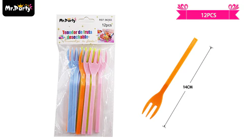 Tenedores de postres colores surtidos de pasteles 14cm 12pcs