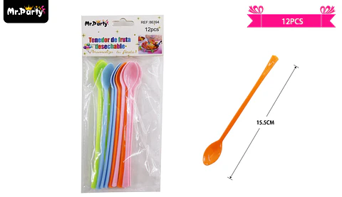Cucharas de frutas colores surtidos de pasteles 15.5cm 12pcs